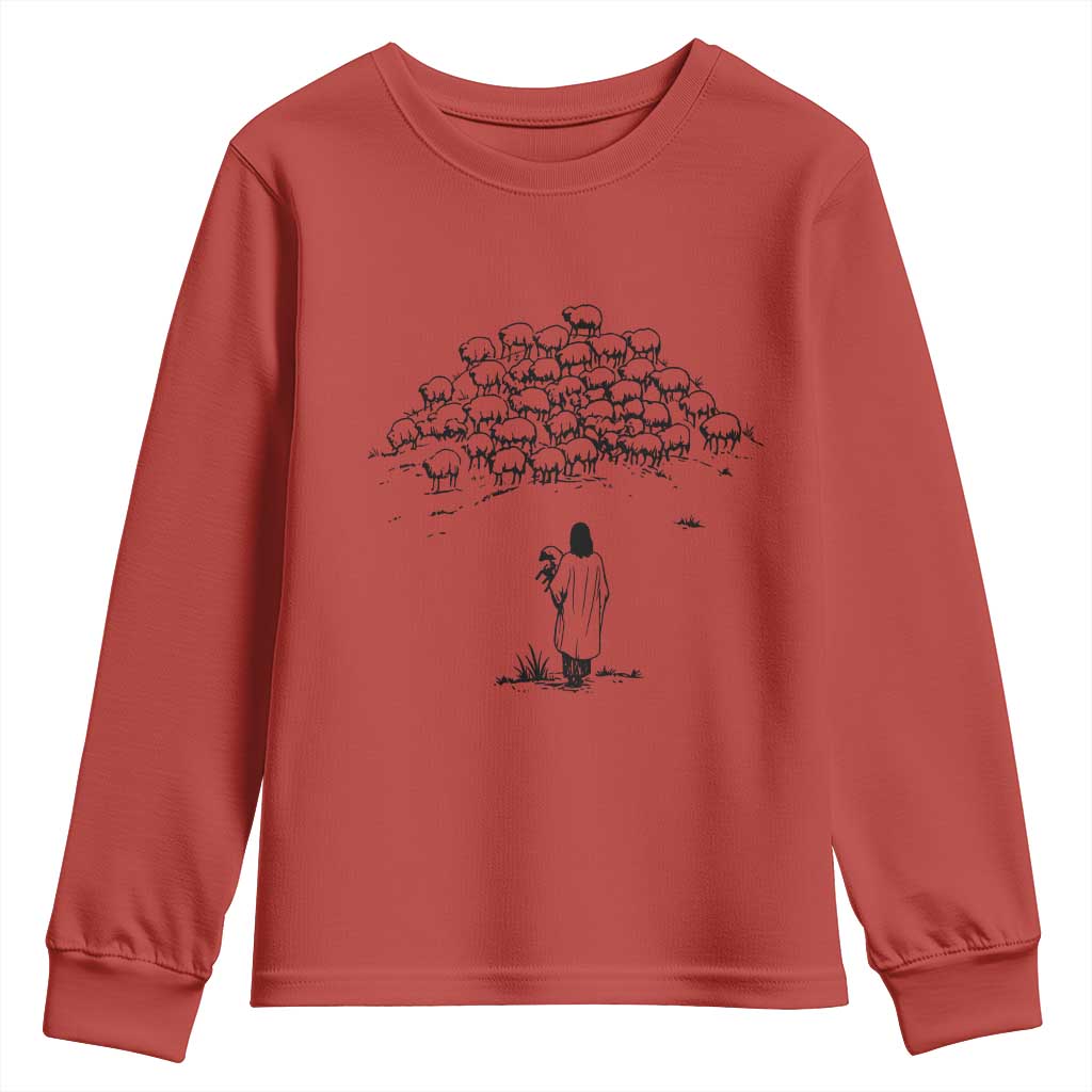 Jesus The Good Shepherd Minimalist Christian Youth Sweatshirt Sheep Flock Faith Spiritual Inspirational Gift