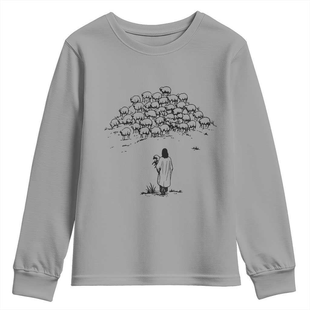 Jesus The Good Shepherd Minimalist Christian Youth Sweatshirt Sheep Flock Faith Spiritual Inspirational Gift