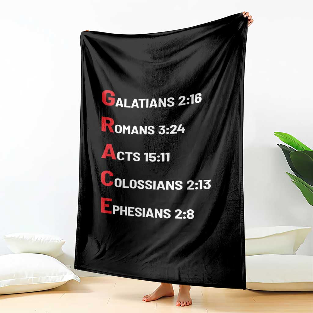 GRACE Christian Scripture Acronym Throw Blanket Bible Verses Galatians Romans Acts Colossians Ephesians Faith Message Gift