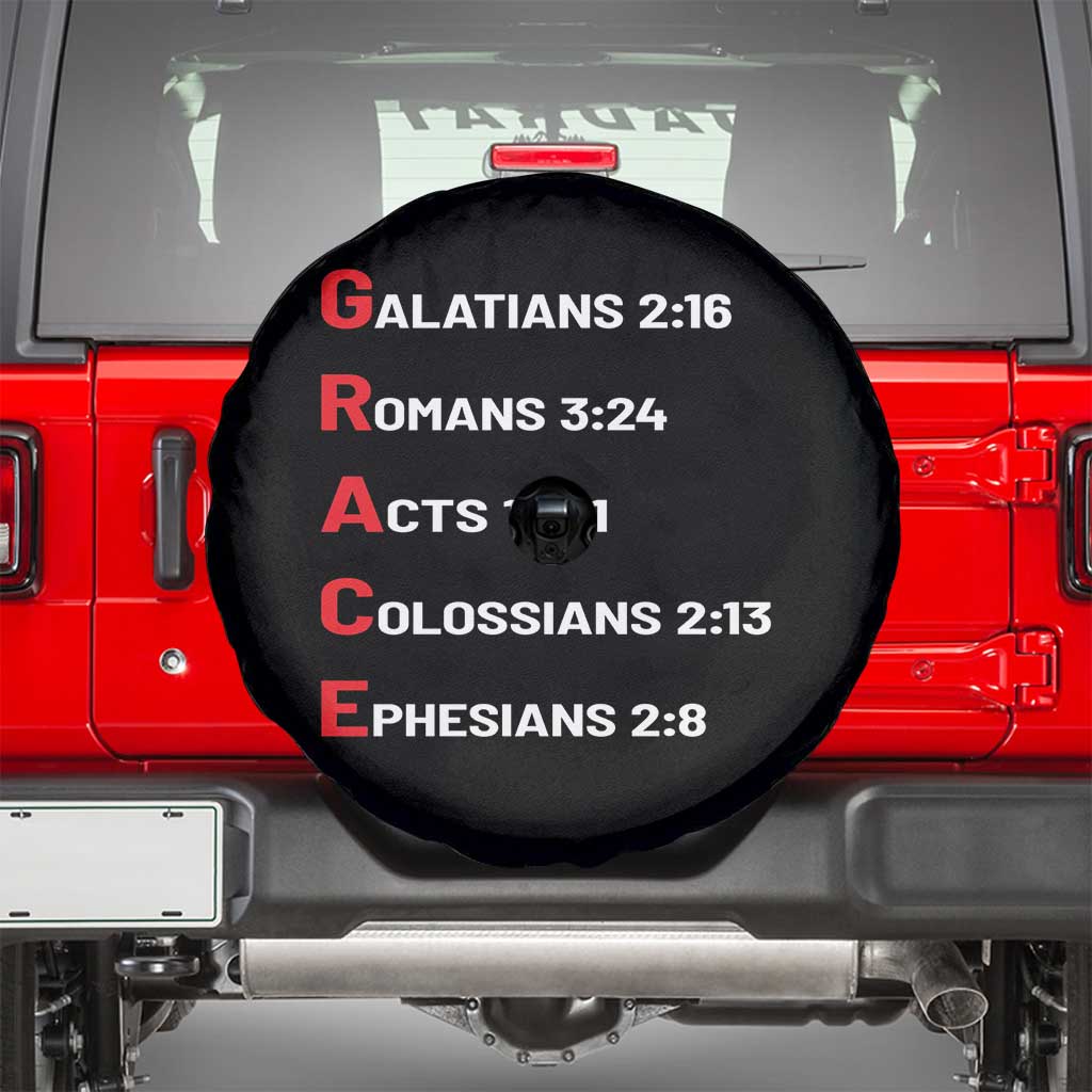 GRACE Christian Scripture Acronym Spare Tire Cover Bible Verses Galatians Romans Acts Colossians Ephesians Faith Message Gift