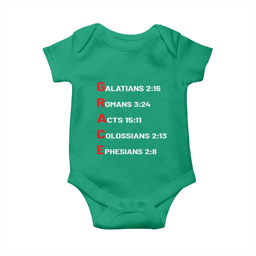 GRACE Christian Scripture Acronym Baby Onesie Bible Verses Galatians Romans Acts Colossians Ephesians Faith Message Gift