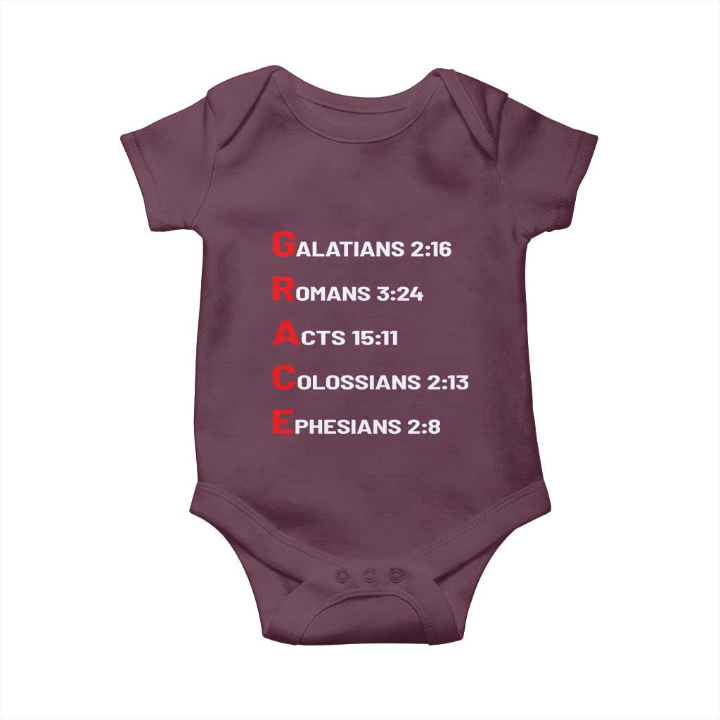 GRACE Christian Scripture Acronym Baby Onesie Bible Verses Galatians Romans Acts Colossians Ephesians Faith Message Gift