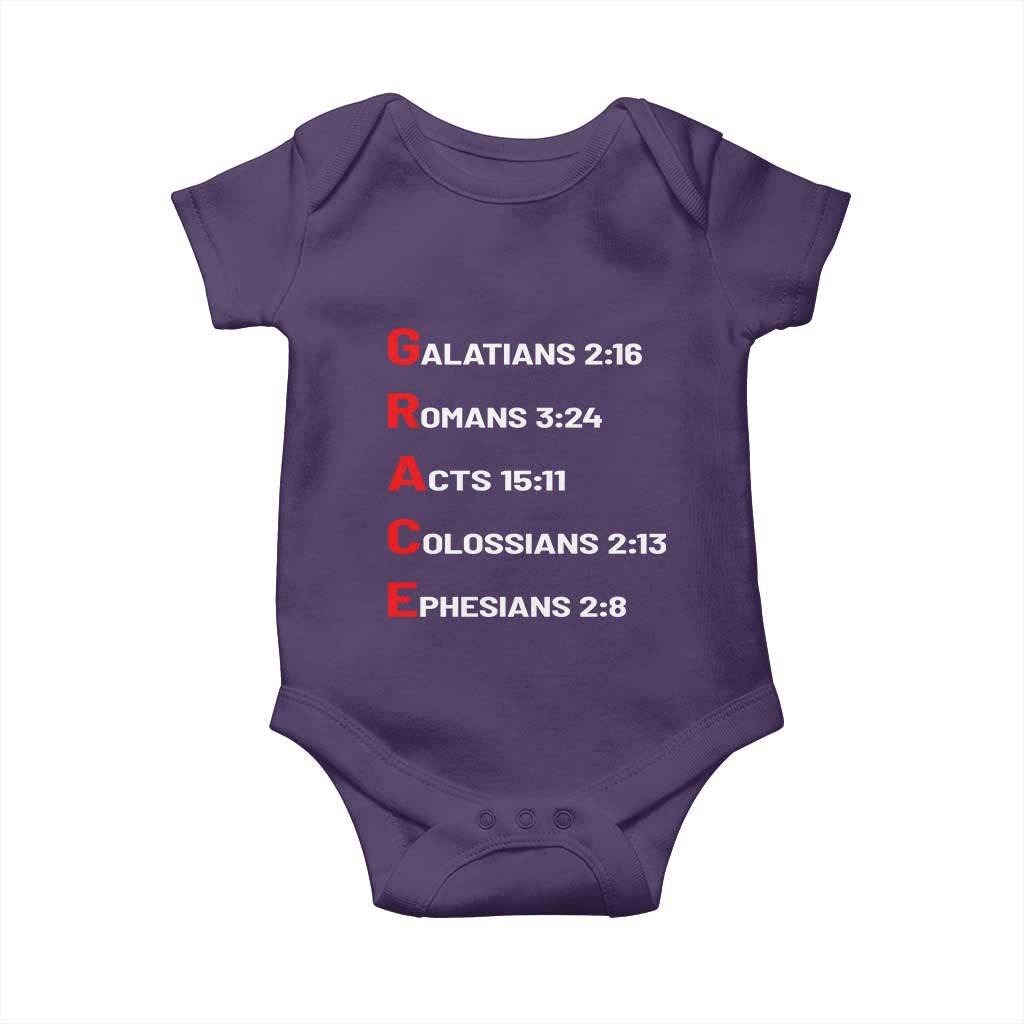 GRACE Christian Scripture Acronym Baby Onesie Bible Verses Galatians Romans Acts Colossians Ephesians Faith Message Gift
