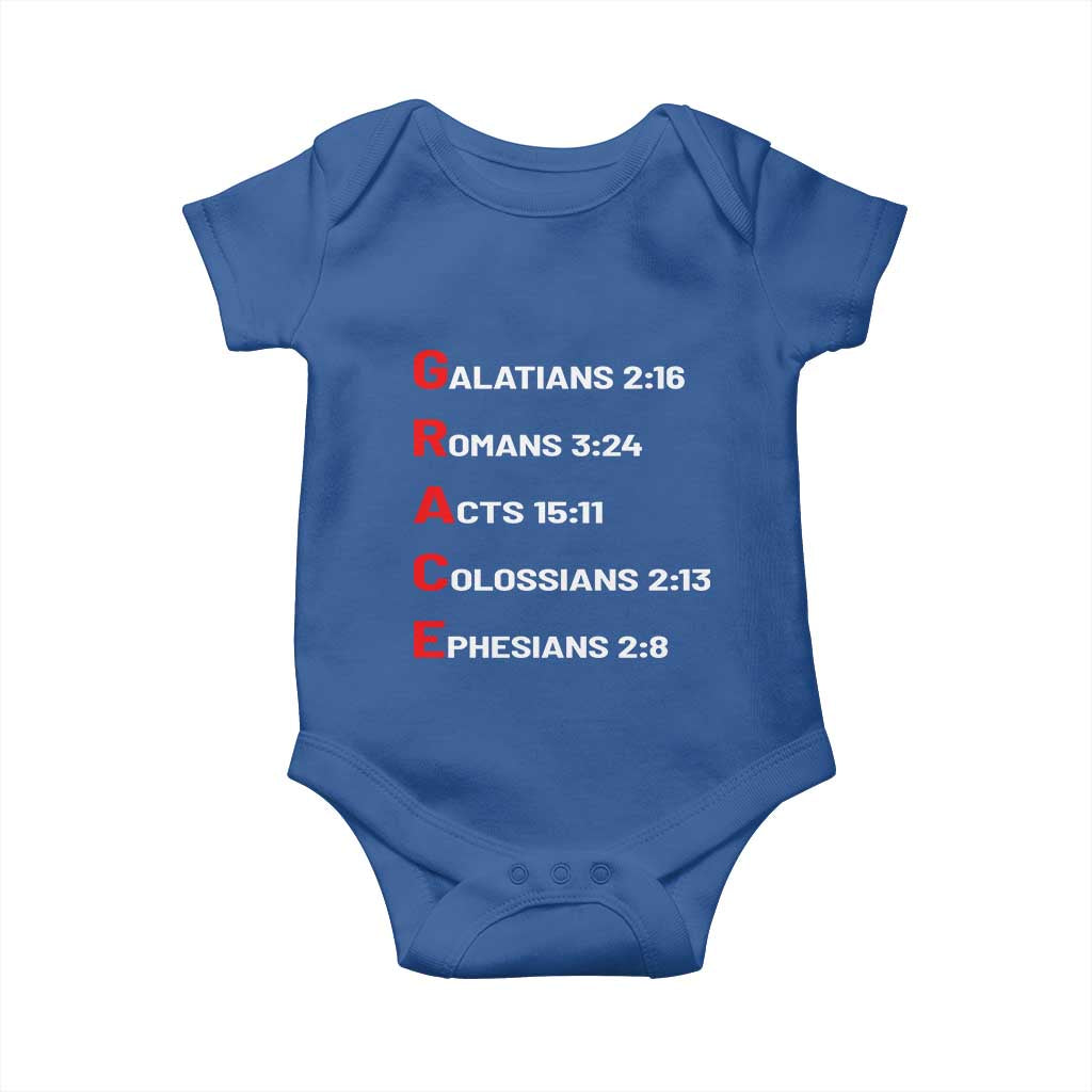 GRACE Christian Scripture Acronym Baby Onesie Bible Verses Galatians Romans Acts Colossians Ephesians Faith Message Gift