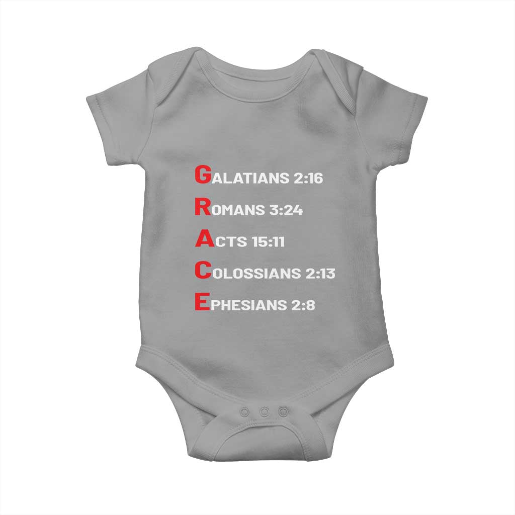 GRACE Christian Scripture Acronym Baby Onesie Bible Verses Galatians Romans Acts Colossians Ephesians Faith Message Gift