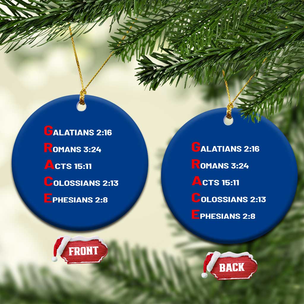 GRACE Christian Scripture Acronym Ceramic Ornament Bible Verses Galatians Romans Acts Colossians Ephesians Faith Message Gift
