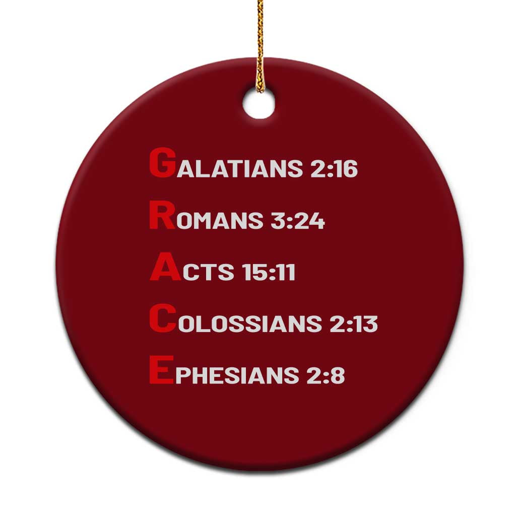GRACE Christian Scripture Acronym Ceramic Ornament Bible Verses Galatians Romans Acts Colossians Ephesians Faith Message Gift