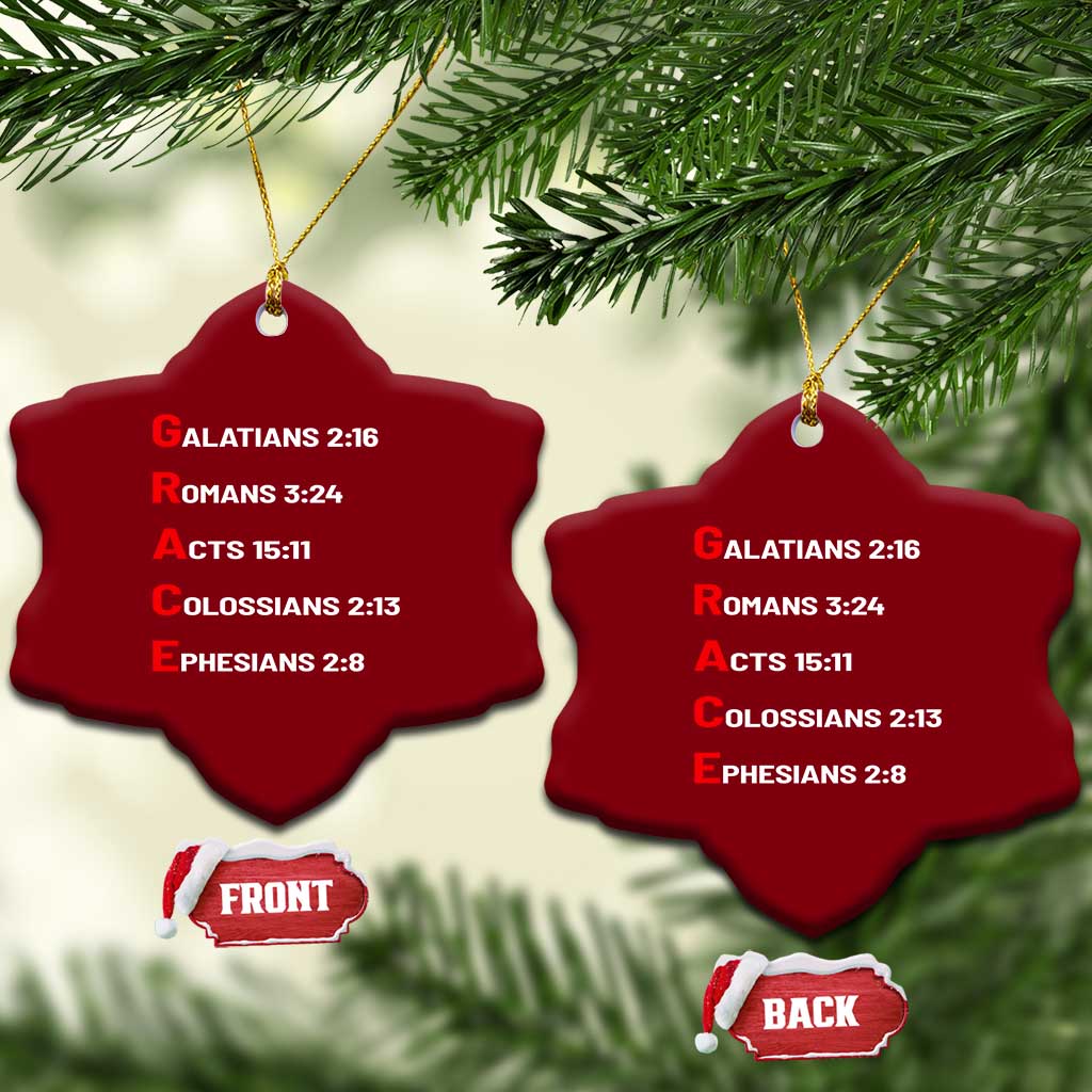 GRACE Christian Scripture Acronym Ceramic Ornament Bible Verses Galatians Romans Acts Colossians Ephesians Faith Message Gift