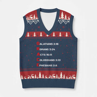 GRACE Christian Scripture Acronym V-Neck Knit Sweater Vest Bible Verses Galatians Romans Acts Colossians Ephesians Faith Message Gift