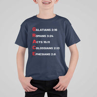 GRACE Christian Scripture Acronym T Shirt For Kid Bible Verses Galatians Romans Acts Colossians Ephesians Faith Message Gift