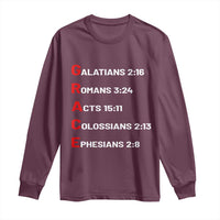 GRACE Christian Scripture Acronym Long Sleeve Shirt Bible Verses Galatians Romans Acts Colossians Ephesians Faith Message Gift