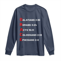 GRACE Christian Scripture Acronym Long Sleeve Shirt Bible Verses Galatians Romans Acts Colossians Ephesians Faith Message Gift