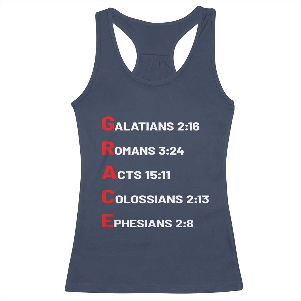 GRACE Christian Scripture Acronym Racerback Tank Top Bible Verses Galatians Romans Acts Colossians Ephesians Faith Message Gift
