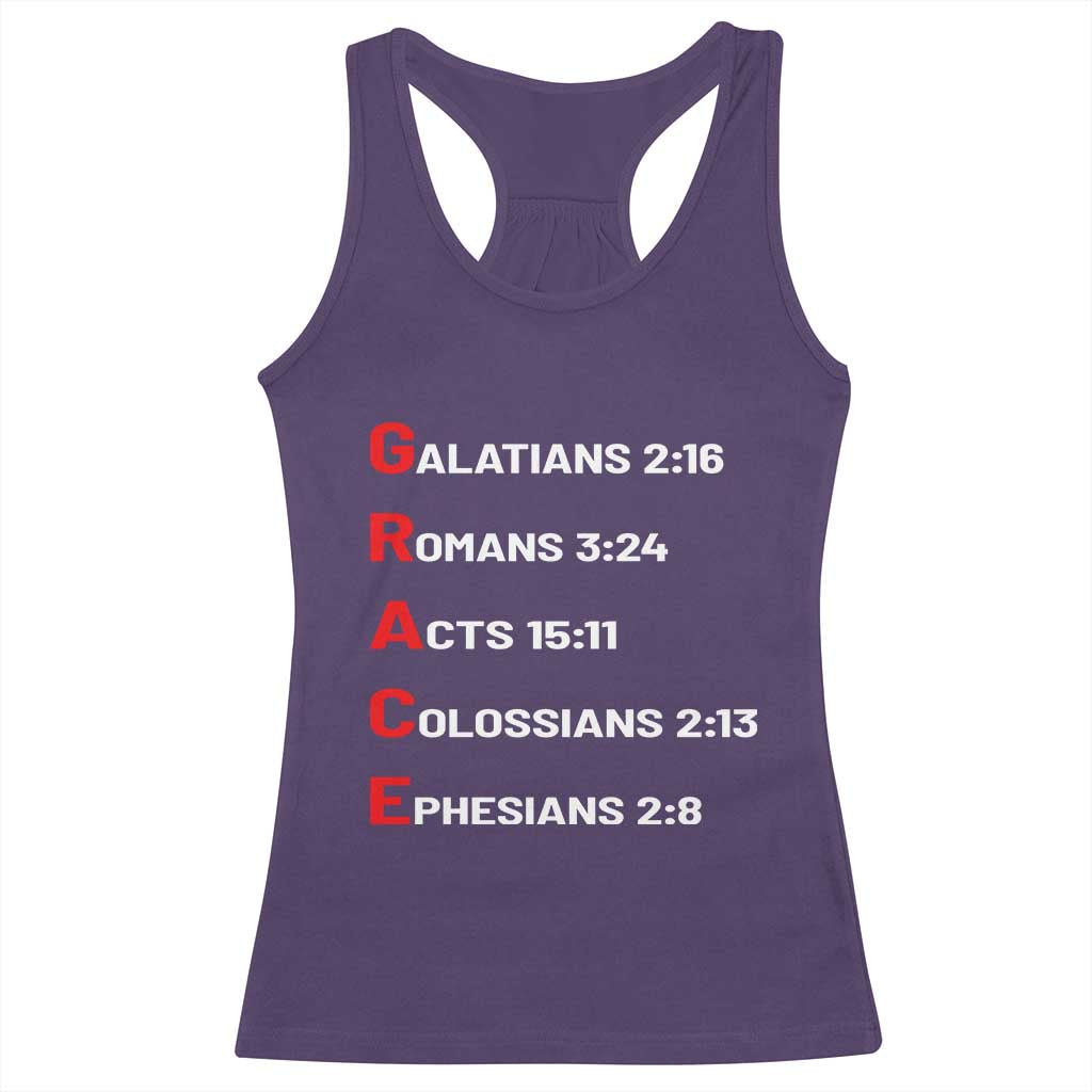 GRACE Christian Scripture Acronym Racerback Tank Top Bible Verses Galatians Romans Acts Colossians Ephesians Faith Message Gift