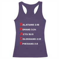 GRACE Christian Scripture Acronym Racerback Tank Top Bible Verses Galatians Romans Acts Colossians Ephesians Faith Message Gift