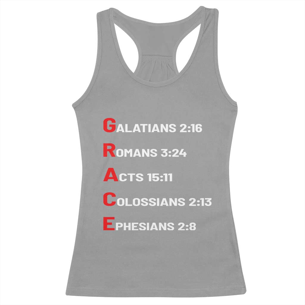 GRACE Christian Scripture Acronym Racerback Tank Top Bible Verses Galatians Romans Acts Colossians Ephesians Faith Message Gift