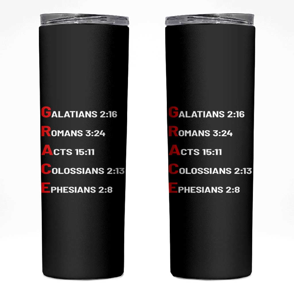 GRACE Christian Scripture Acronym Skinny Tumbler Bible Verses Galatians Romans Acts Colossians Ephesians Faith Message Gift