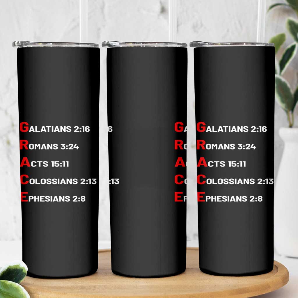 GRACE Christian Scripture Acronym Skinny Tumbler Bible Verses Galatians Romans Acts Colossians Ephesians Faith Message Gift
