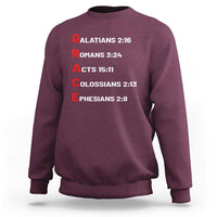 GRACE Christian Scripture Acronym Sweatshirt Bible Verses Galatians Romans Acts Colossians Ephesians Faith Message Gift
