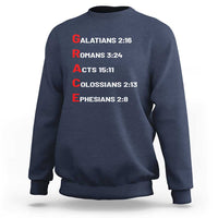 GRACE Christian Scripture Acronym Sweatshirt Bible Verses Galatians Romans Acts Colossians Ephesians Faith Message Gift