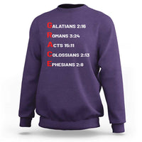 GRACE Christian Scripture Acronym Sweatshirt Bible Verses Galatians Romans Acts Colossians Ephesians Faith Message Gift
