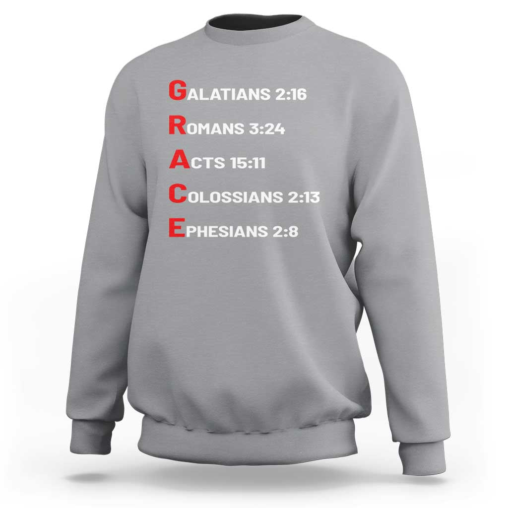GRACE Christian Scripture Acronym Sweatshirt Bible Verses Galatians Romans Acts Colossians Ephesians Faith Message Gift