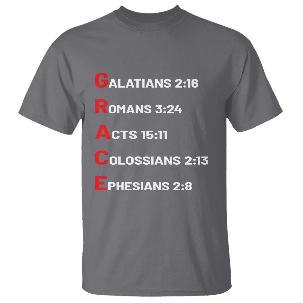 GRACE Christian Scripture Acronym T Shirt Bible Verses Galatians Romans Acts Colossians Ephesians Faith Message Gift