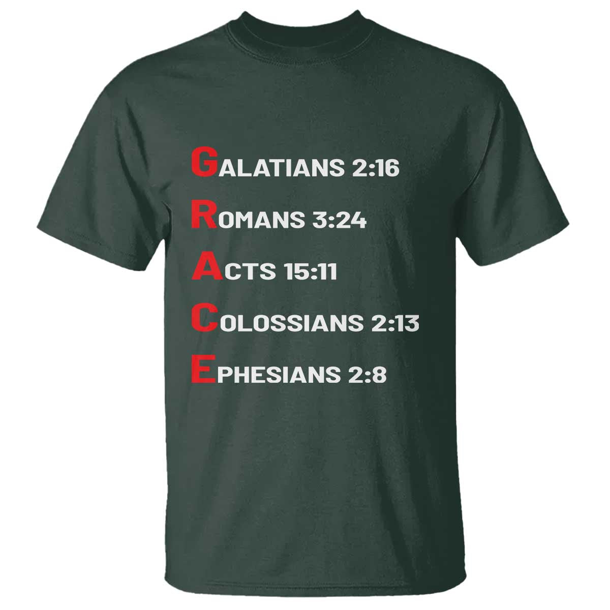 GRACE Christian Scripture Acronym T Shirt Bible Verses Galatians Romans Acts Colossians Ephesians Faith Message Gift