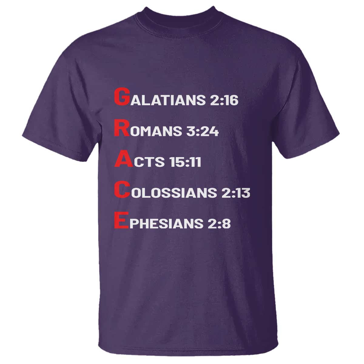 GRACE Christian Scripture Acronym T Shirt Bible Verses Galatians Romans Acts Colossians Ephesians Faith Message Gift