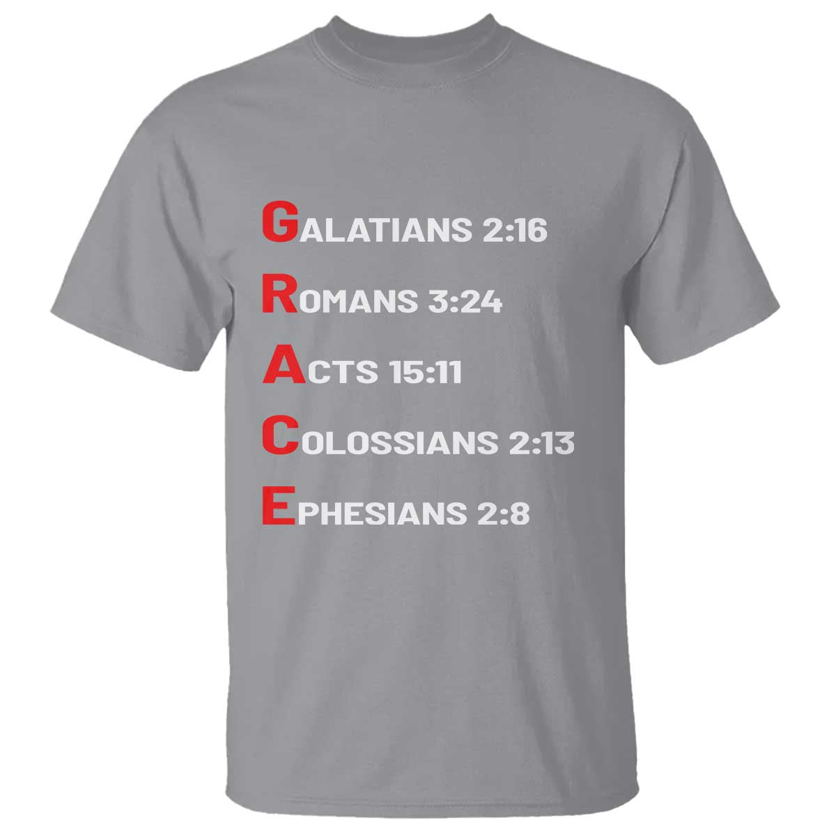 GRACE Christian Scripture Acronym T Shirt Bible Verses Galatians Romans Acts Colossians Ephesians Faith Message Gift