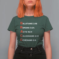 GRACE Christian Scripture Acronym T Shirt For Women Bible Verses Galatians Romans Acts Colossians Ephesians Faith Message Gift