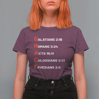 GRACE Christian Scripture Acronym T Shirt For Women Bible Verses Galatians Romans Acts Colossians Ephesians Faith Message Gift