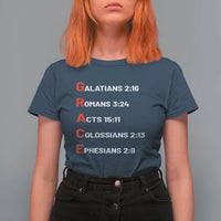 GRACE Christian Scripture Acronym T Shirt For Women Bible Verses Galatians Romans Acts Colossians Ephesians Faith Message Gift
