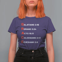 GRACE Christian Scripture Acronym T Shirt For Women Bible Verses Galatians Romans Acts Colossians Ephesians Faith Message Gift