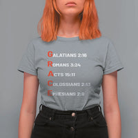 GRACE Christian Scripture Acronym T Shirt For Women Bible Verses Galatians Romans Acts Colossians Ephesians Faith Message Gift