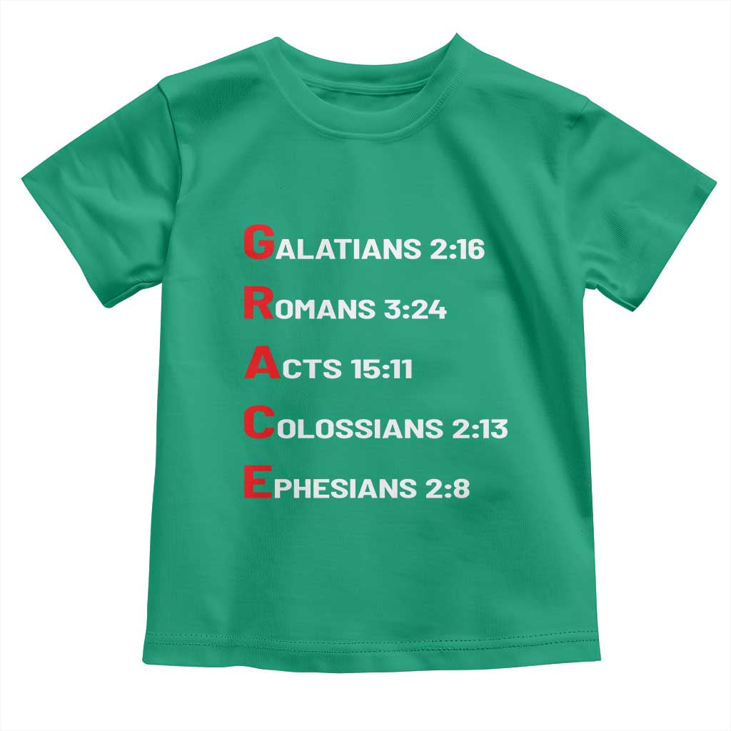 GRACE Christian Scripture Acronym Toddler T Shirt Bible Verses Galatians Romans Acts Colossians Ephesians Faith Message Gift