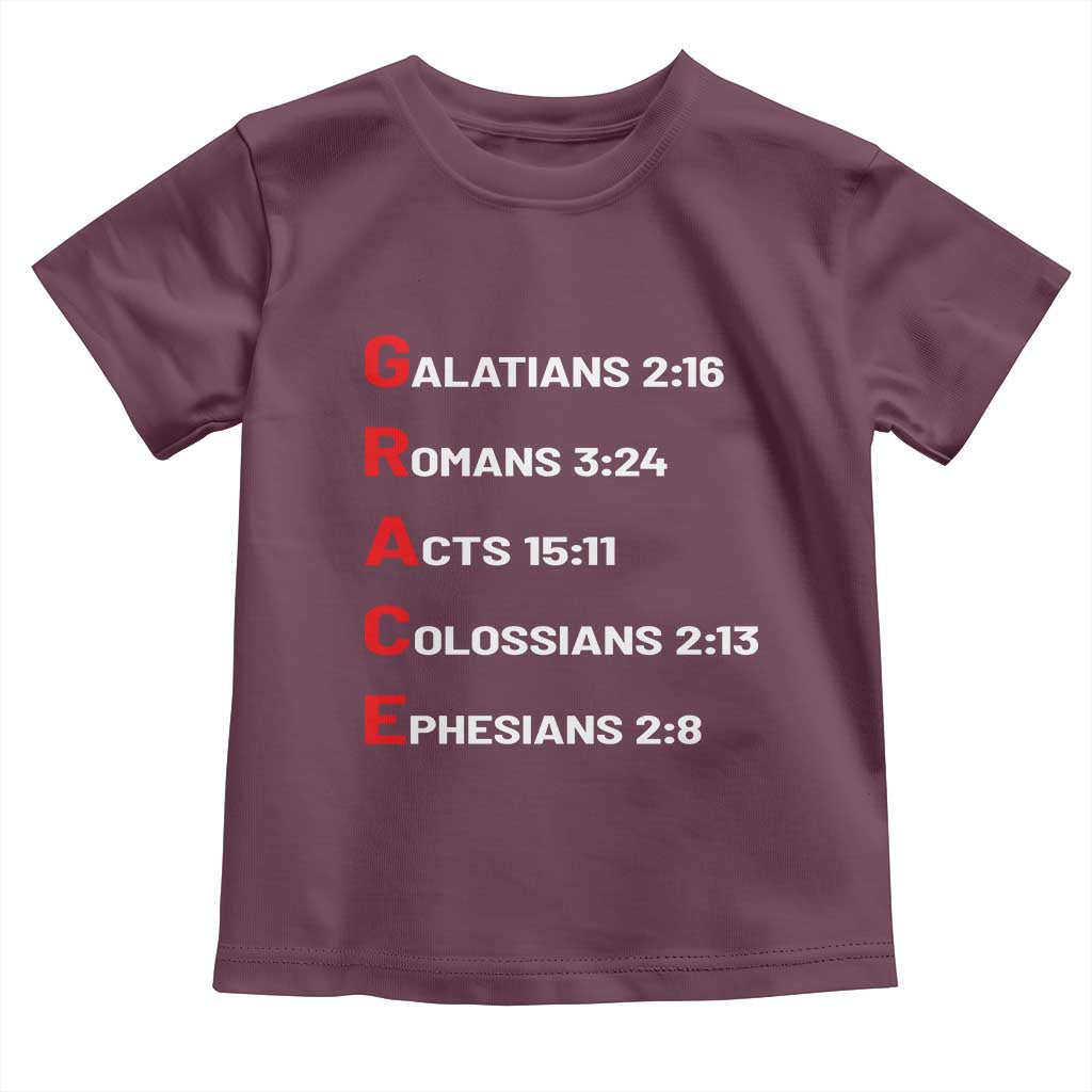 GRACE Christian Scripture Acronym Toddler T Shirt Bible Verses Galatians Romans Acts Colossians Ephesians Faith Message Gift