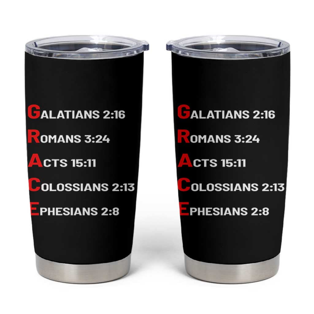 GRACE Christian Scripture Acronym Tumbler Cup Bible Verses Galatians Romans Acts Colossians Ephesians Faith Message Gift
