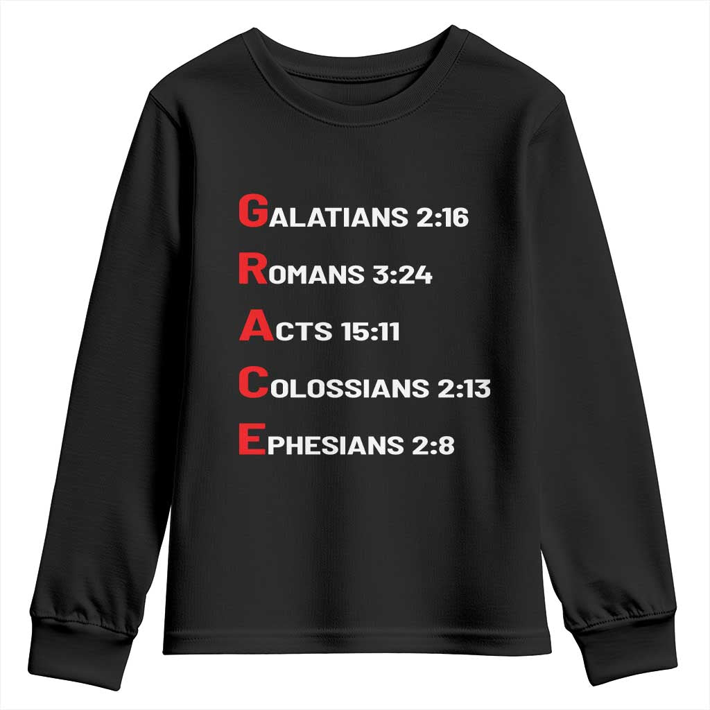 GRACE Christian Scripture Acronym Youth Sweatshirt Bible Verses Galatians Romans Acts Colossians Ephesians Faith Message Gift