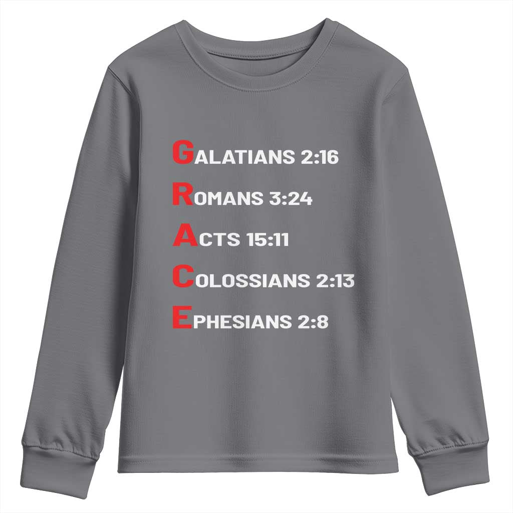 GRACE Christian Scripture Acronym Youth Sweatshirt Bible Verses Galatians Romans Acts Colossians Ephesians Faith Message Gift