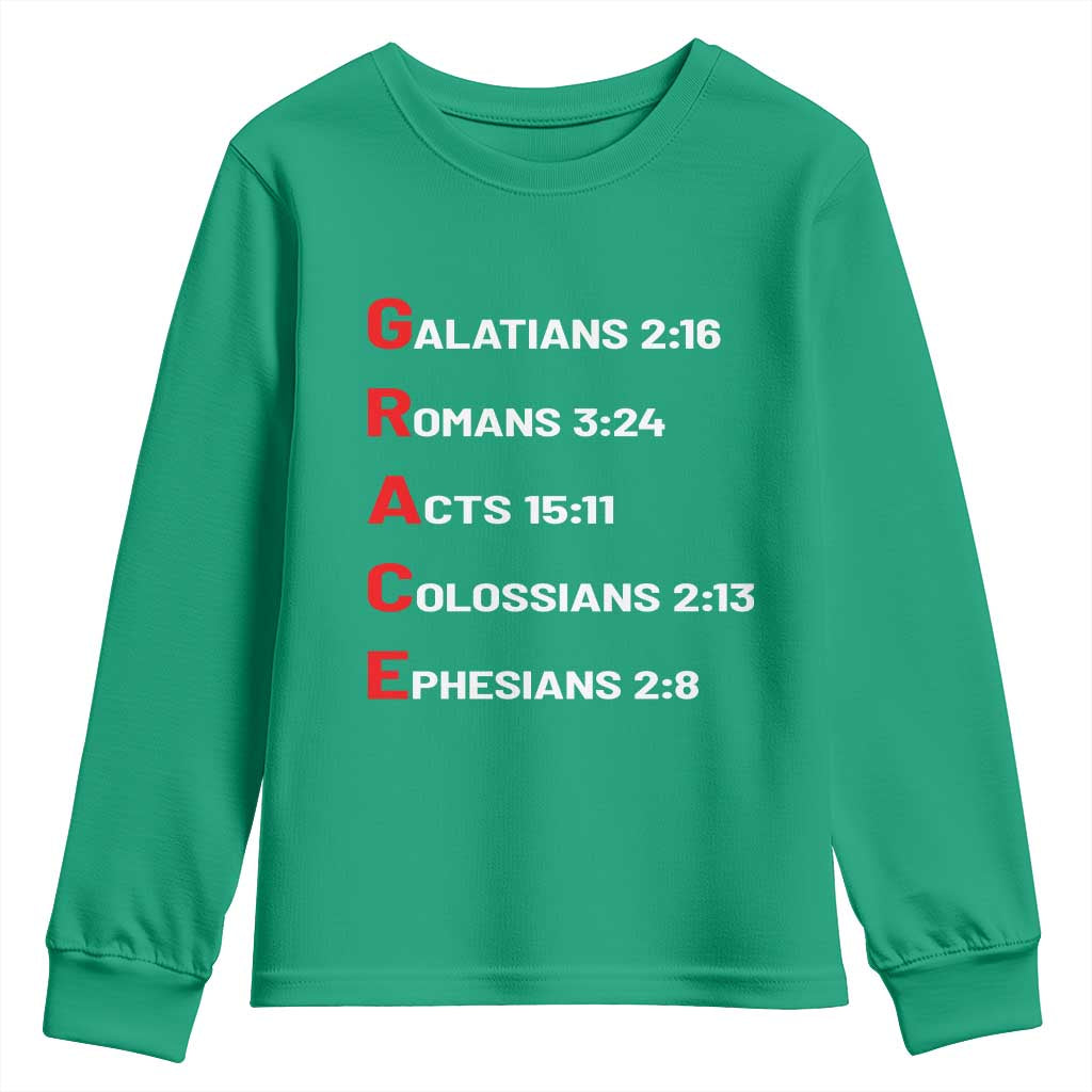 GRACE Christian Scripture Acronym Youth Sweatshirt Bible Verses Galatians Romans Acts Colossians Ephesians Faith Message Gift