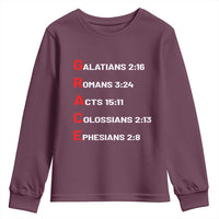GRACE Christian Scripture Acronym Youth Sweatshirt Bible Verses Galatians Romans Acts Colossians Ephesians Faith Message Gift