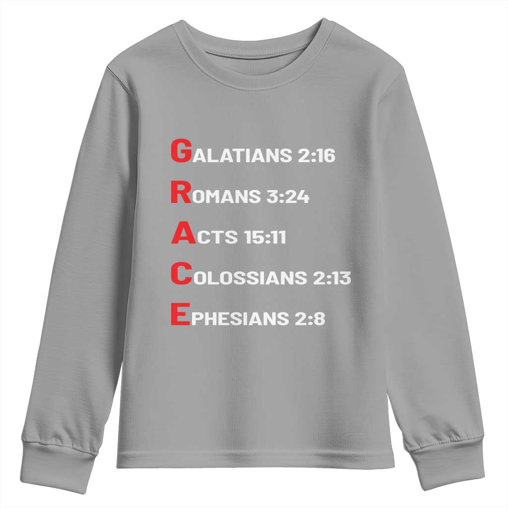 GRACE Christian Scripture Acronym Youth Sweatshirt Bible Verses Galatians Romans Acts Colossians Ephesians Faith Message Gift