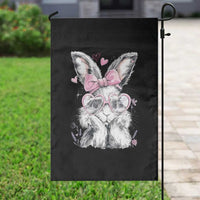 Cute Easter Bunny with Heart Glasses Pink Bow Garden Flag Adorable Rabbit Love Aesthetic Gift
