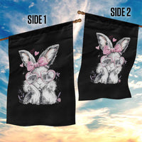 Cute Easter Bunny with Heart Glasses Pink Bow Garden Flag Adorable Rabbit Love Aesthetic Gift
