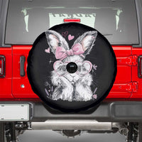 Cute Easter Bunny with Heart Glasses Pink Bow Spare Tire Cover Adorable Rabbit Love Aesthetic Gift