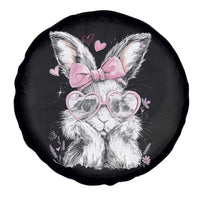 Cute Easter Bunny with Heart Glasses Pink Bow Spare Tire Cover Adorable Rabbit Love Aesthetic Gift