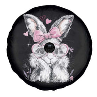 Cute Easter Bunny with Heart Glasses Pink Bow Spare Tire Cover Adorable Rabbit Love Aesthetic Gift