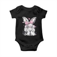 Cute Easter Bunny with Heart Glasses Pink Bow Baby Onesie Adorable Rabbit Love Aesthetic Gift