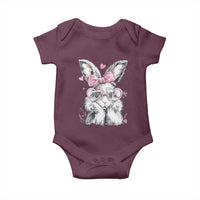 Cute Easter Bunny with Heart Glasses Pink Bow Baby Onesie Adorable Rabbit Love Aesthetic Gift